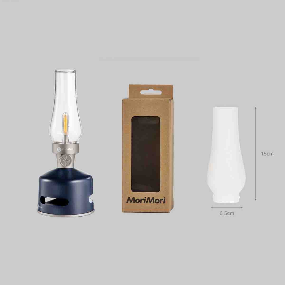 MoriMori Led Lantern & Bluetooth Speaker Moonlit Ocean Navy│Buitenverlichting│art. FLS-2010-SN│Afmeting glas
