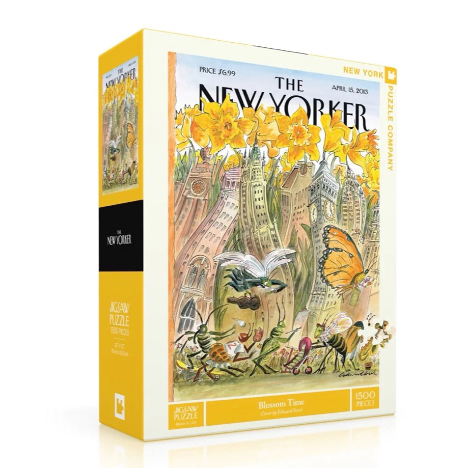 Puzzel Blossom Time│the New Yorker│art. NPZNY2252│voorkant schuin verpakking met schaduw