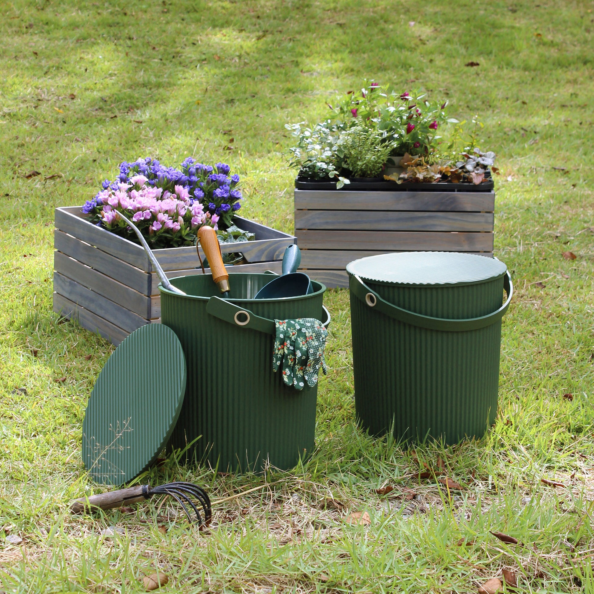 Opbergemmer Omnioutil Large Wit│Hachiman│art. 228820│groene versie me tuingereedschap