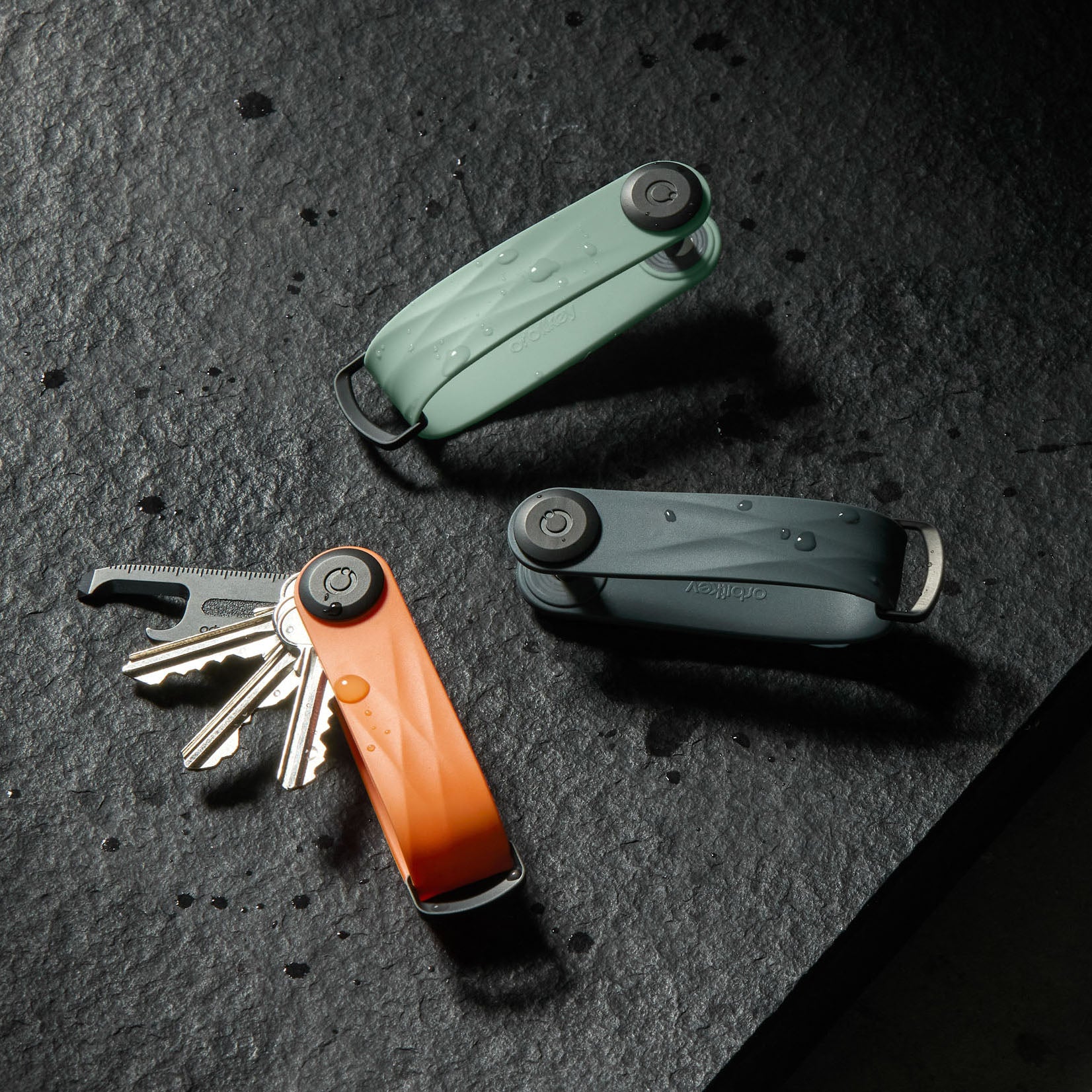 Obitkey Key Organiser Active Tangerine│art. KAT3-TNG-103│3 verschillende kleuren op zwarte ondergrond