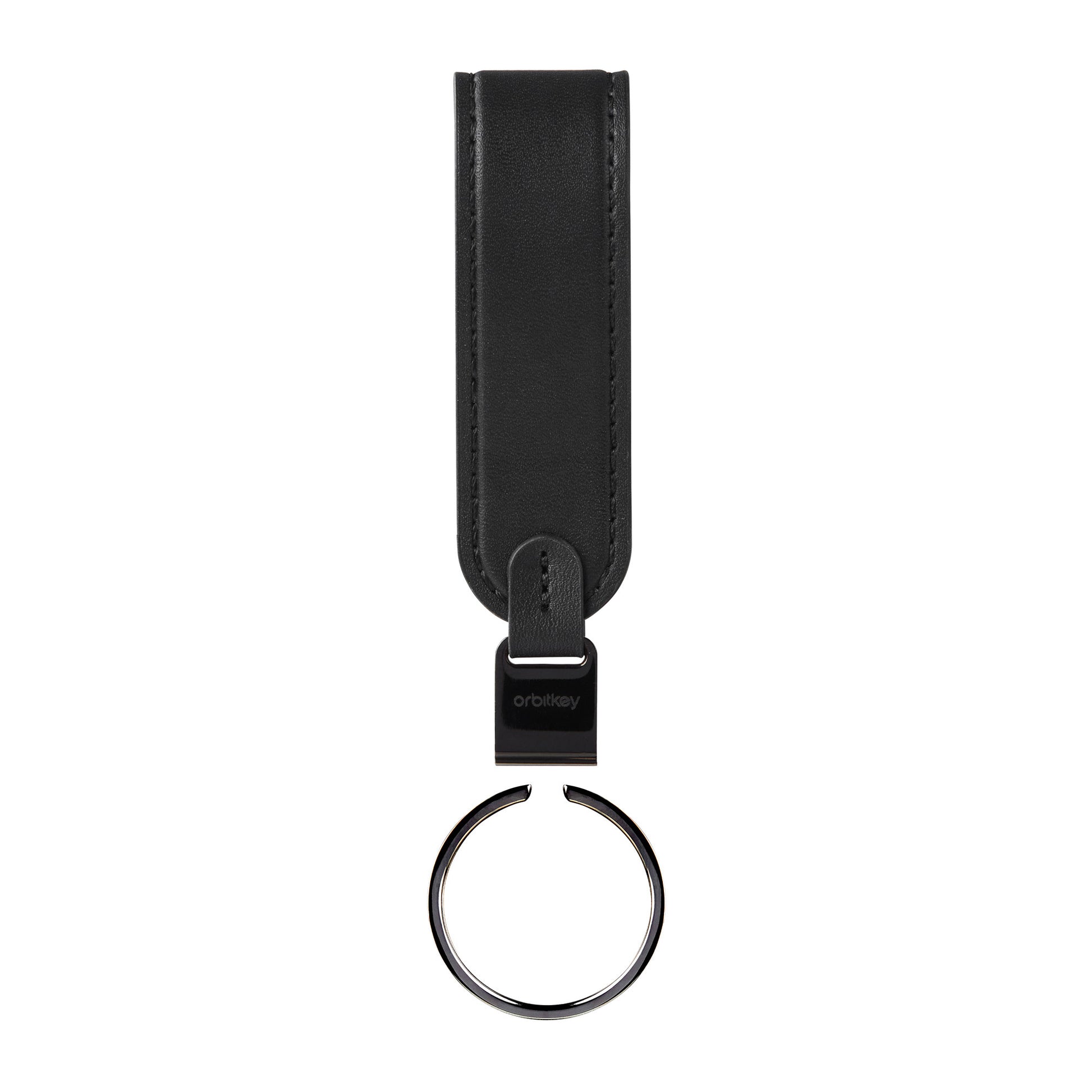 Orbitkey LoopZwart│Sleutelhange Leer│art. PLK1-BLK-101│voorkant met losse ring