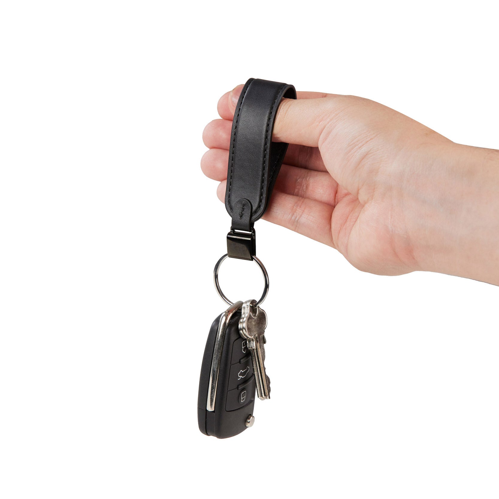 Orbitkey LoopZwart│Sleutelhange Leer│art. PLK1-BLK-101│leren riem aan duim met sleutels