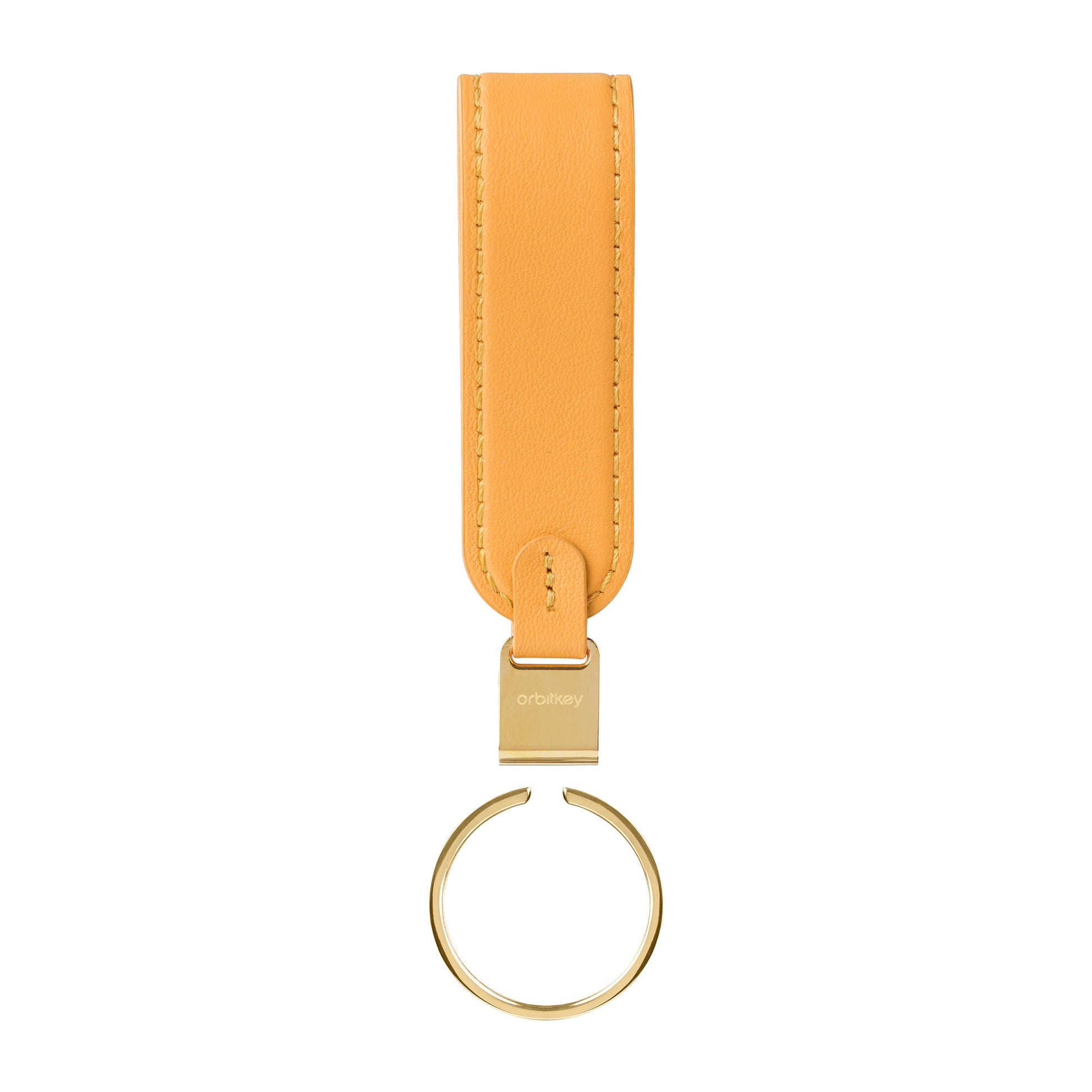 Orbitkey Loop Oranje│Sleutelhanger Leer│art. PLK1-OGE-101│voorkant met losse ring