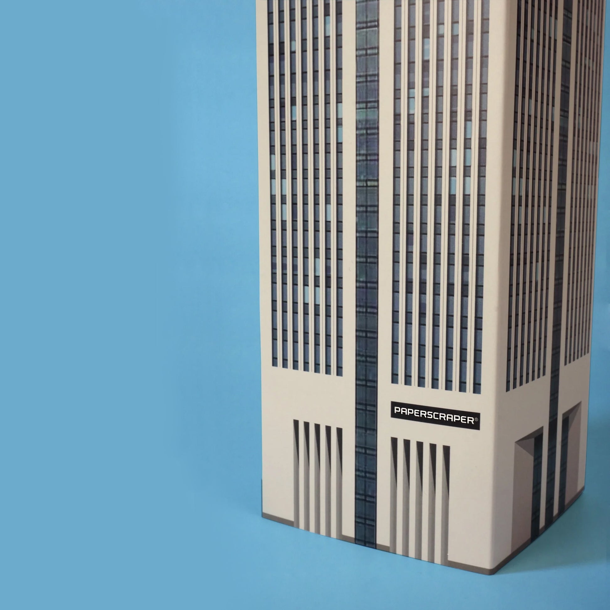 Memoblok Paperscraper Skyscraper Downtown│detail onderste deel met blauwe achtergrond