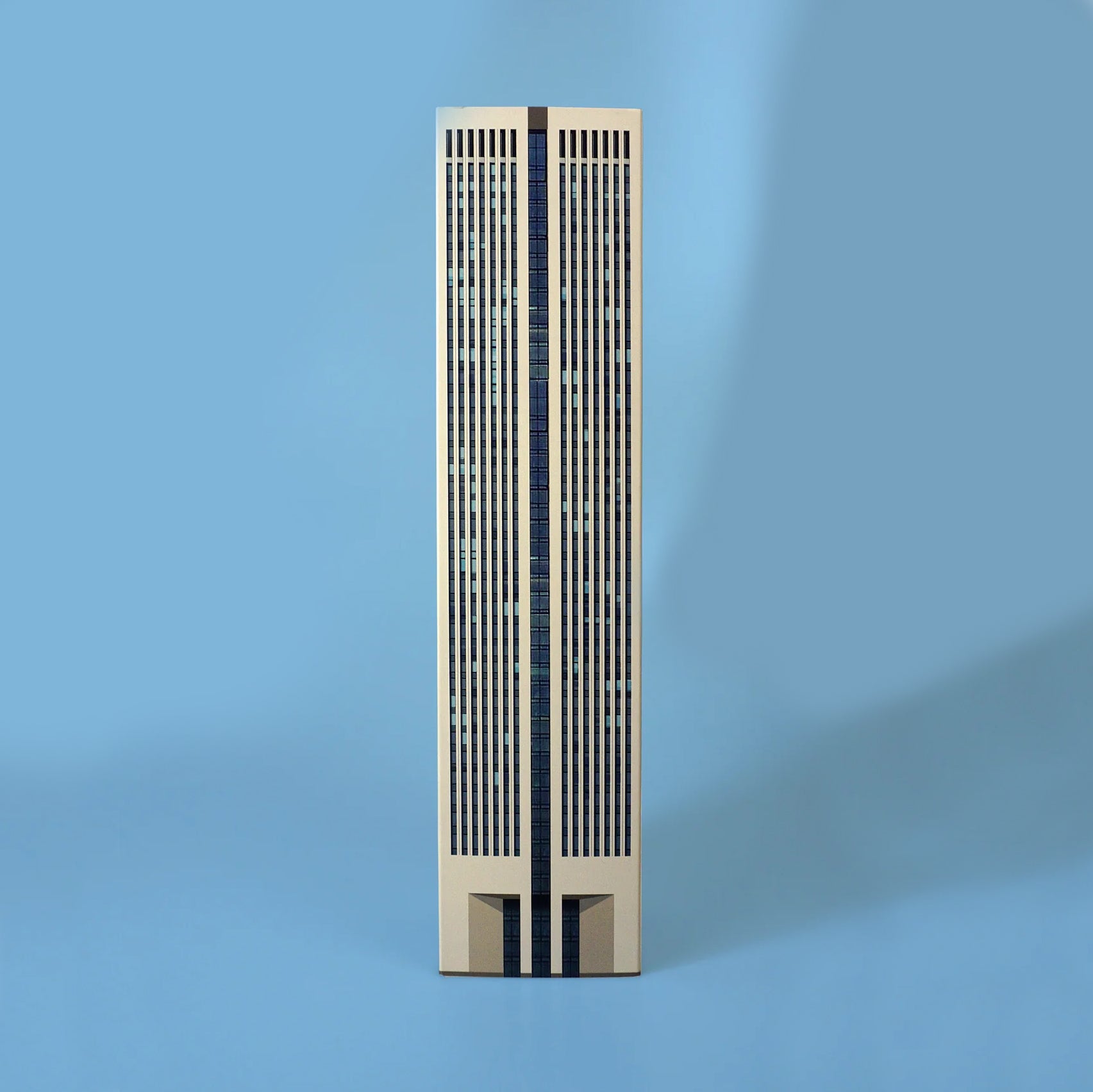 Memoblok Paperscraper Skyscraper Downtown│vooraanzicht met blauwe achtergrond