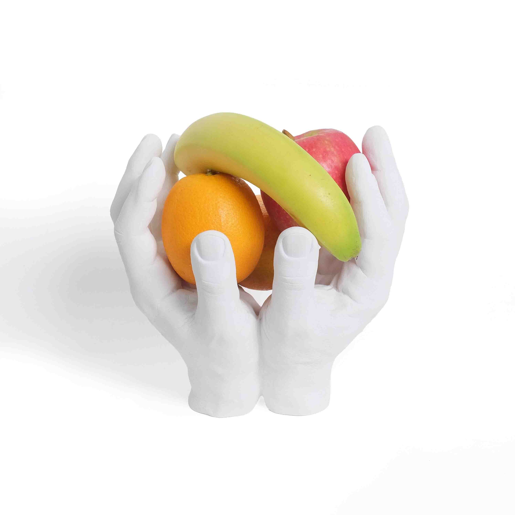 Reality Hand-Bowl│Harry Allen│Areaware│Fruitschaal in de vorm van echte handen│art. HARBHW│achterkant met fruit