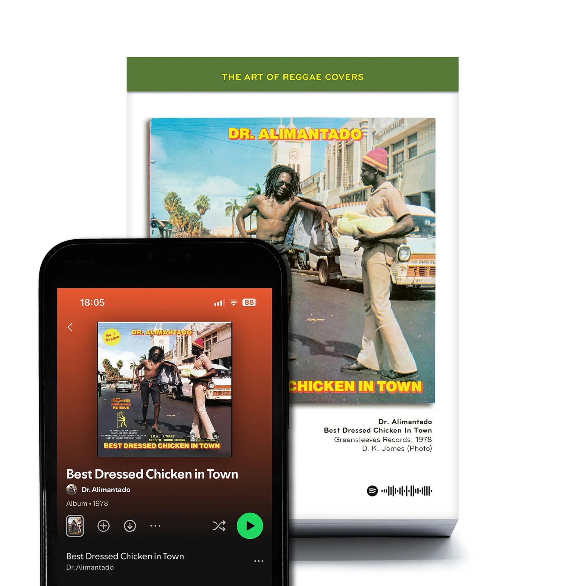 Scheurkalender The Art of reggae Covers│Platenhoezen│album Dr. Alimantado met Spotify op telefoon