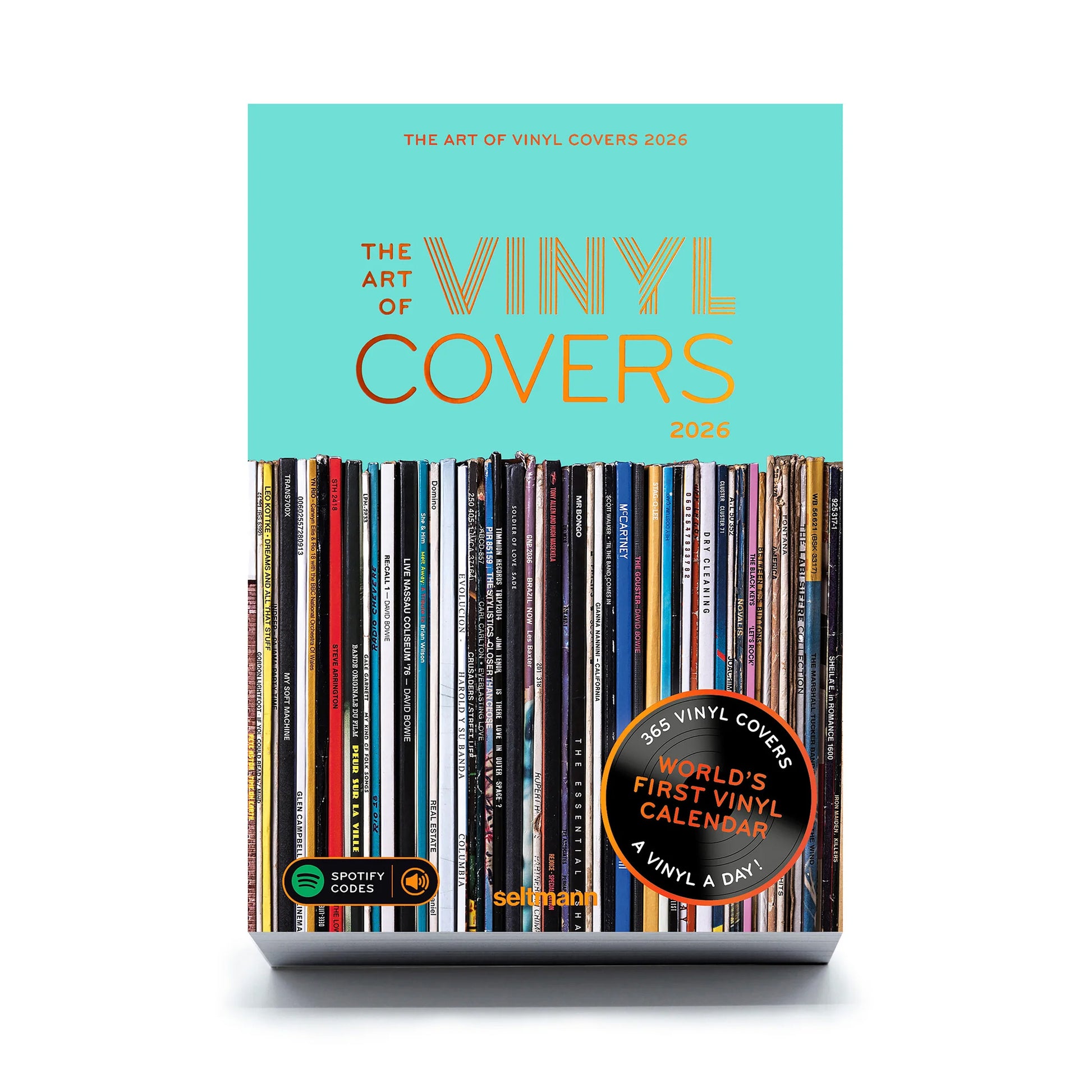 Scheurkalender The Art of Vinyl Covers 2026│Platenhoezen│vooraanzicht met witte achtergrond