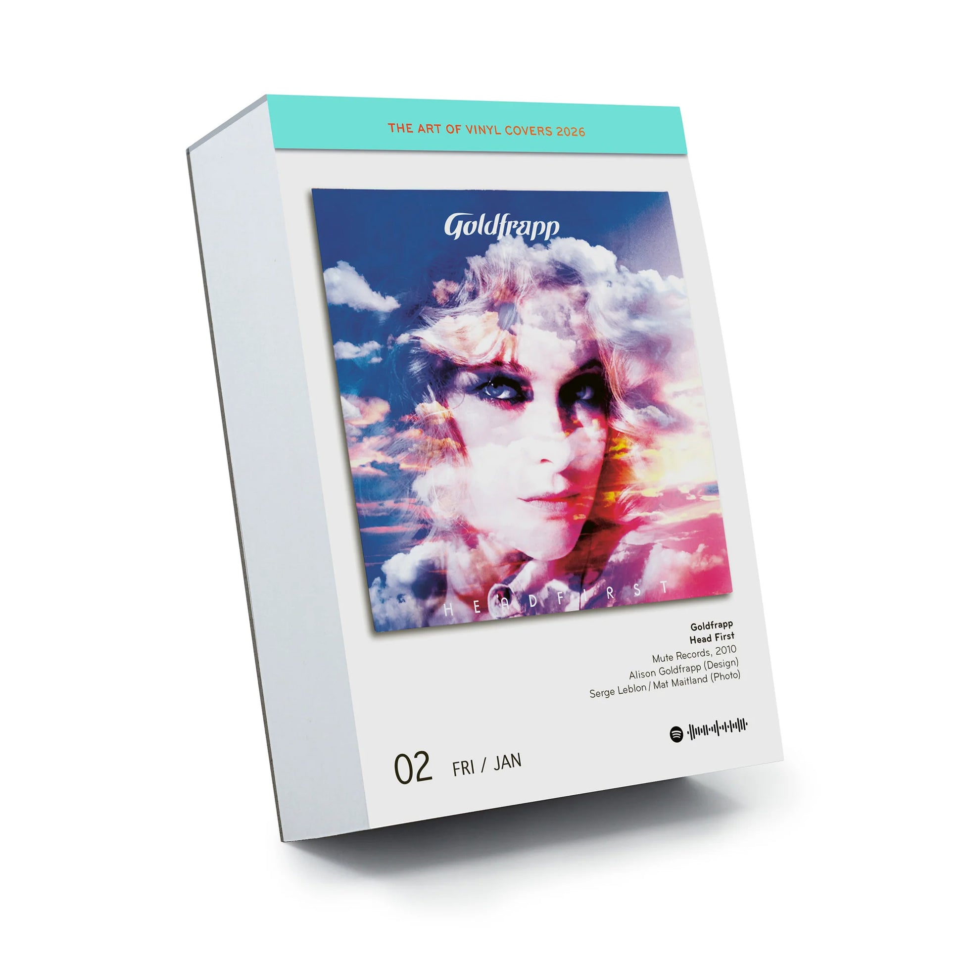 Scheurkalender The Art of Vinyl Covers 2026│Platenhoezen│vooraanzicht schuin met album Goldfrapp