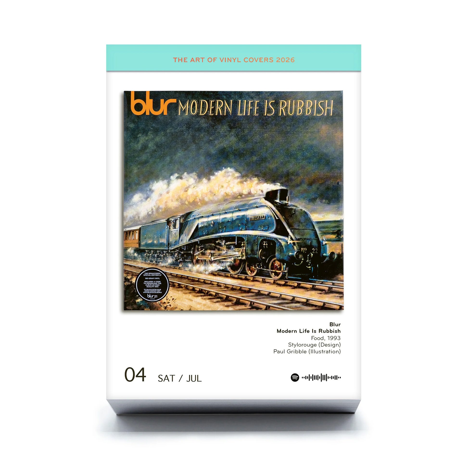 Scheurkalender The Art of Vinyl Covers 2026│Platenhoezen│vooraanzicht met album Blur