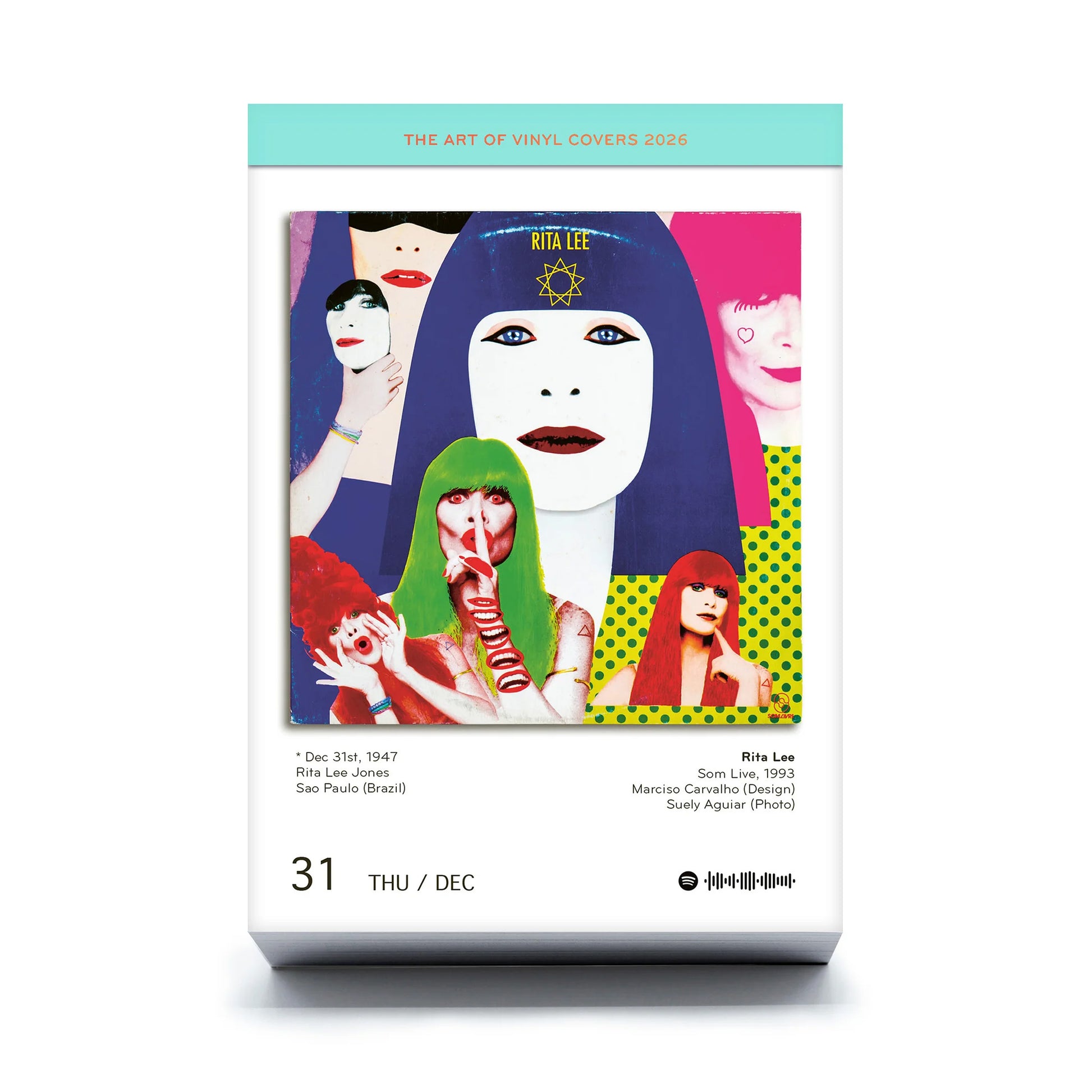Scheurkalender The Art of Vinyl Covers 2026│Platenhoezen│vooraanzicht met album Rita Lee