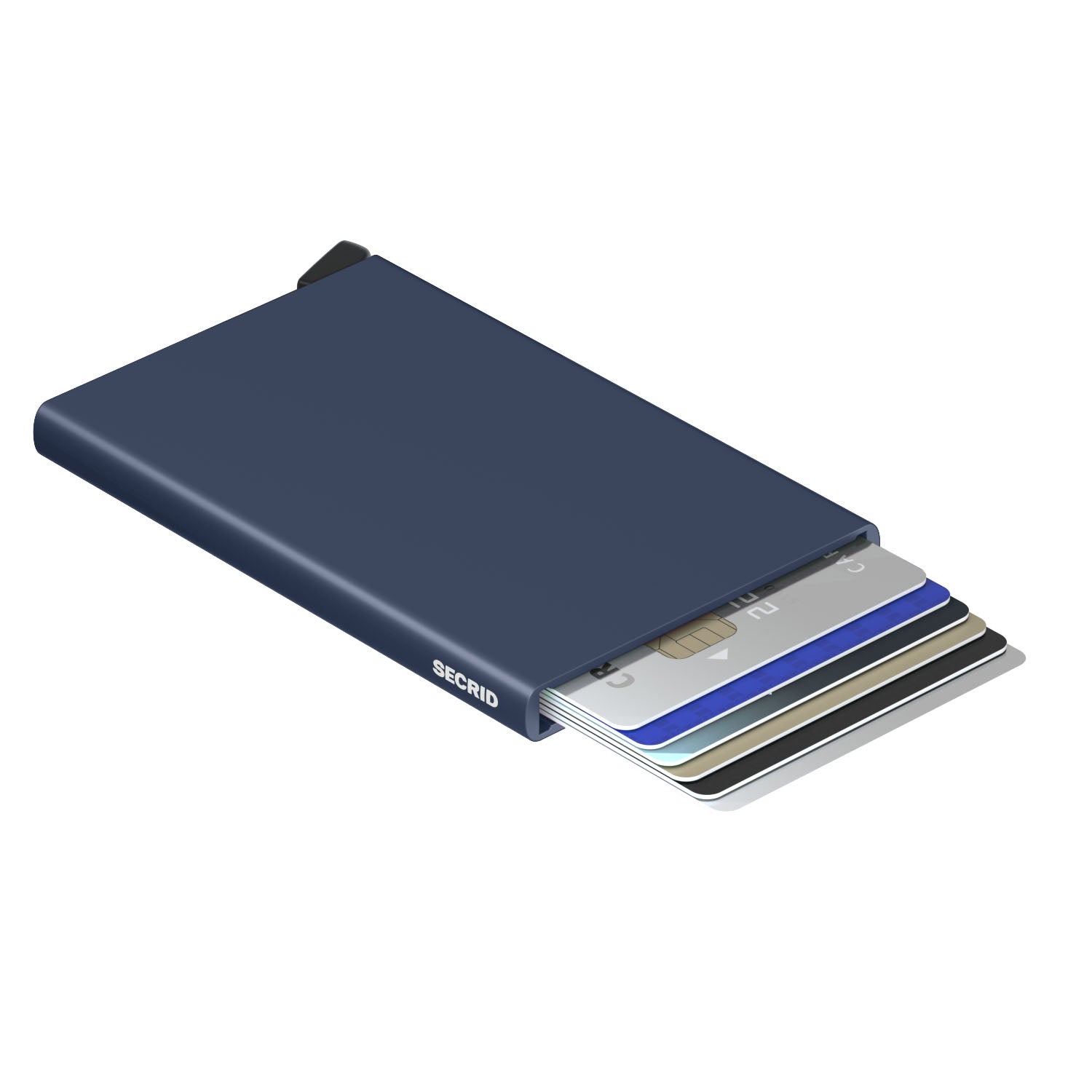 Secrid Cardprotector Navy│Pasjeshouder│bovenzijde met uitgeschoven kaarte│art. C-NAVY