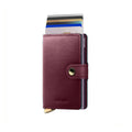 Secrid Miniwallet Premium Dusk│art. MDU-BORDEAUX│Pasjeshouder│voorkant met uitgeschoven pasjes