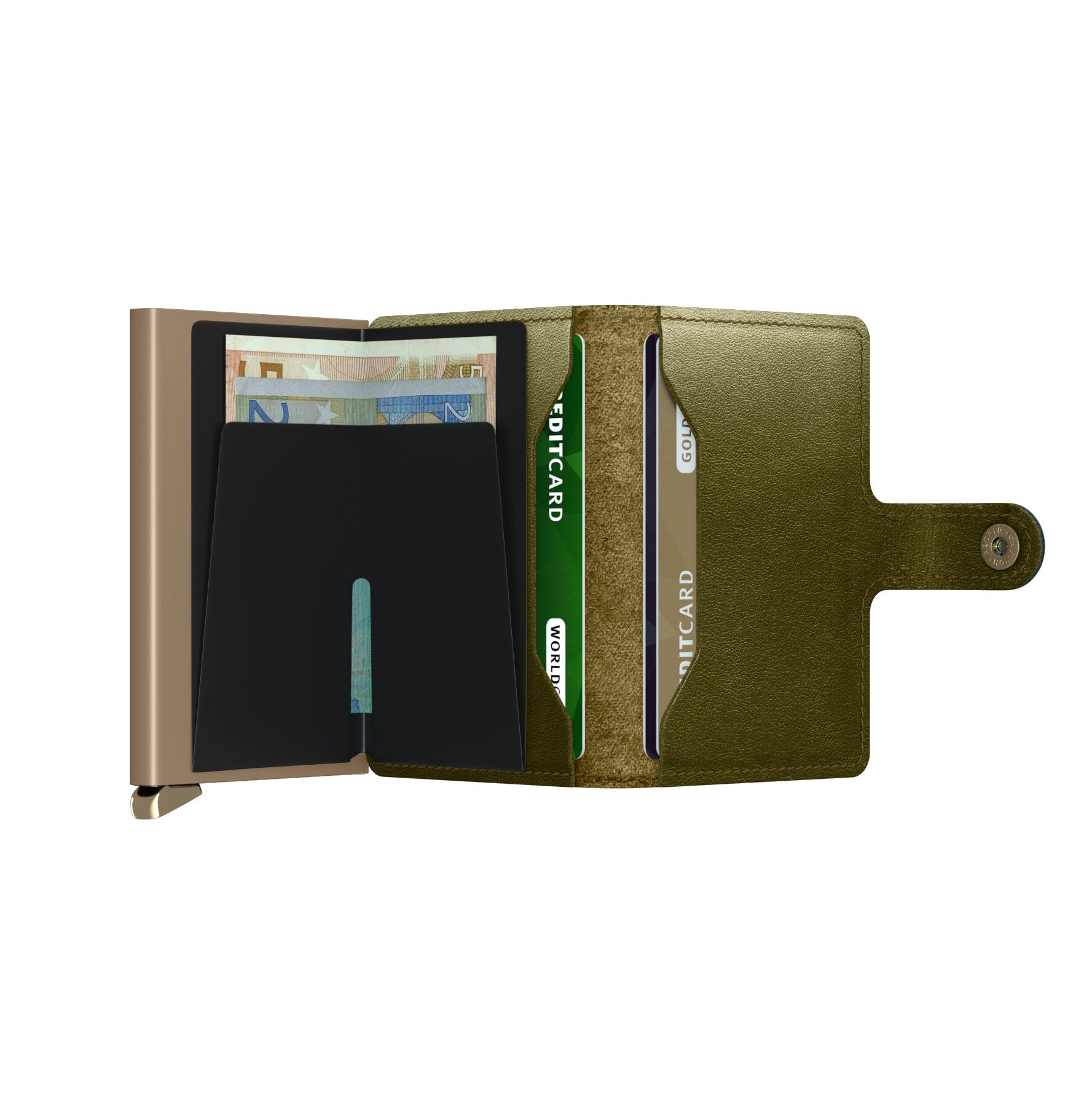 Secrid Miniwallet Premium Dusk│art. MDU-OLIVE│Pasjeshouder│geopend met contant geld