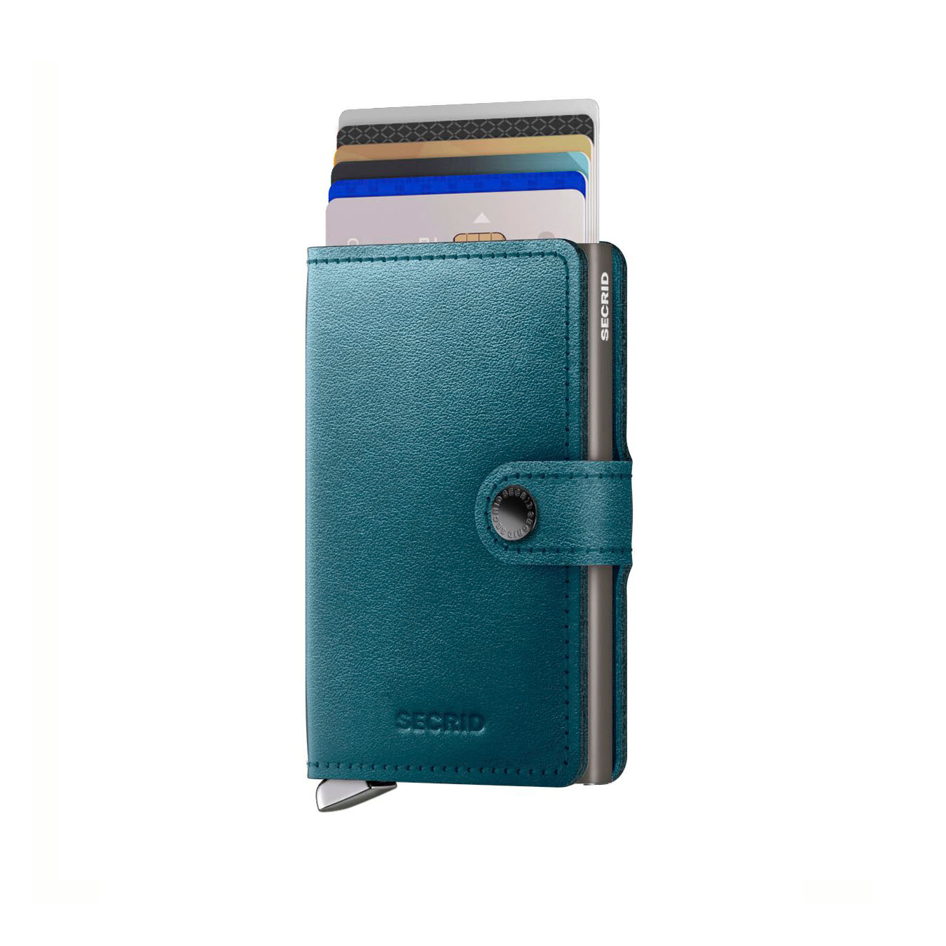 Secrid Miniwallet Premium Dusk│Pasjeshouder│art. MDU-TEAL│voorkant met uitgeschoven pasjes