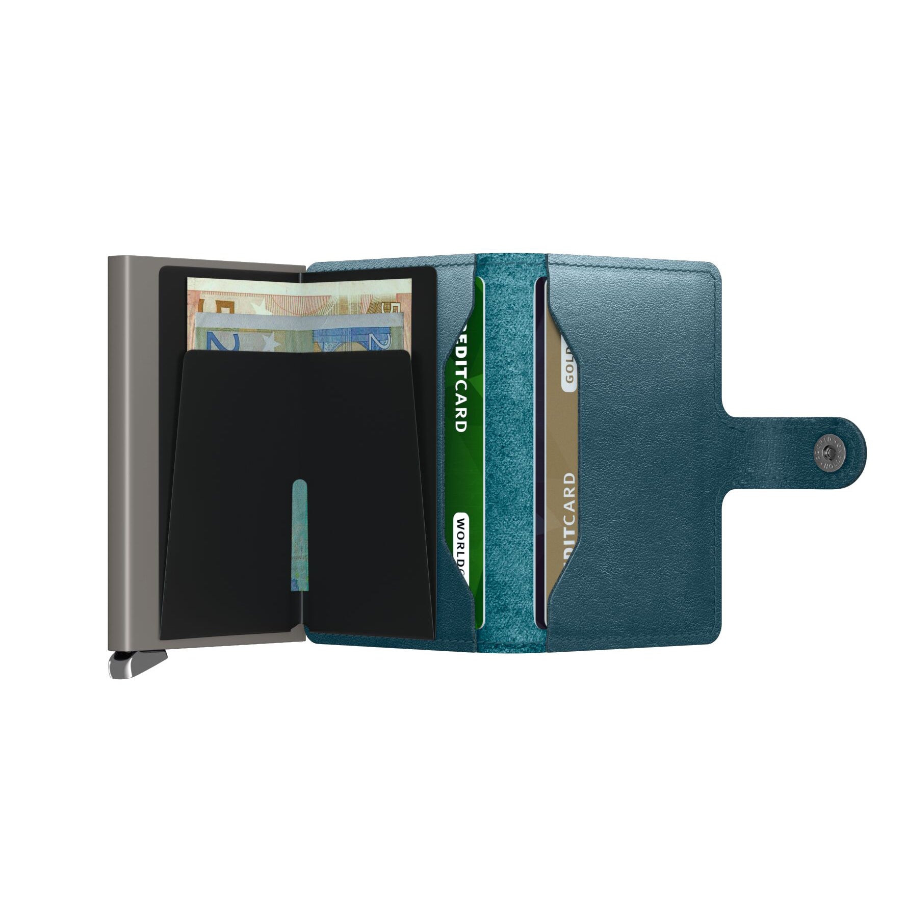 Secrid Miniwallet Premium Dusk│Pasjeshouder│art. MDU-TEAL│geopend met contant geld