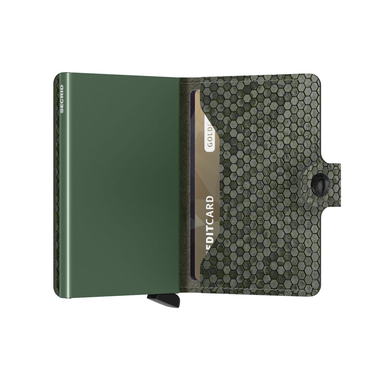 Secrid Miniwallet Hexagon│art. MHE-GREEN│half geopend
