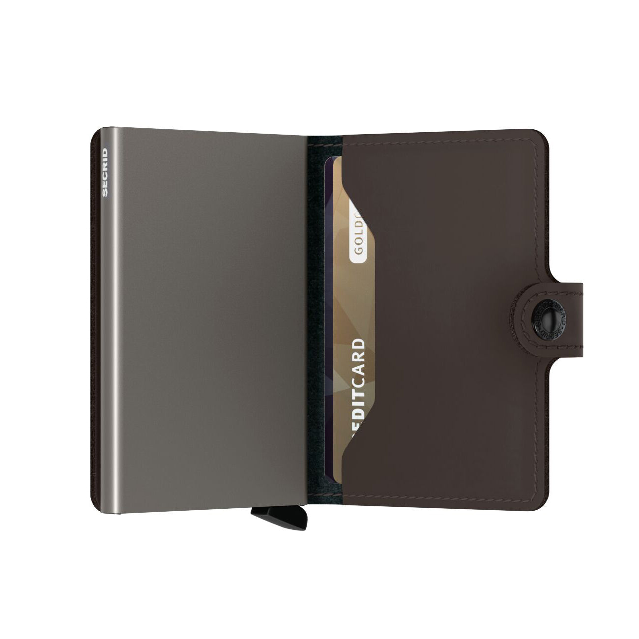 Secrid Miniwallet Matte│art. MM-TRUFFLE│Pasjeshouder en Portemonnee│half open