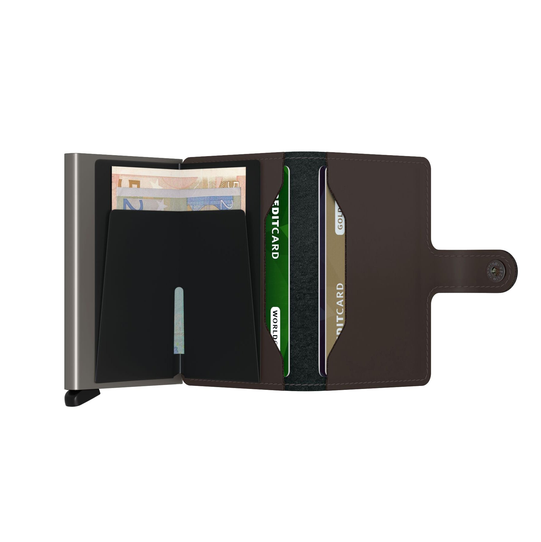 Secrid Miniwallet Matte│art. MM-TRUFFLE│Pasjeshouder│geopend met contant geld