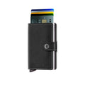 Secrid Miniwallet Original Zwart│Pasjeshouder│art. M-BLACK│vooraanzicht met uitgeschoven pasjes