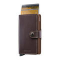 Secrid Miniwallet Original│art. M-CHOCOLATE│vooraanzicht met uitgeschoven pasjes