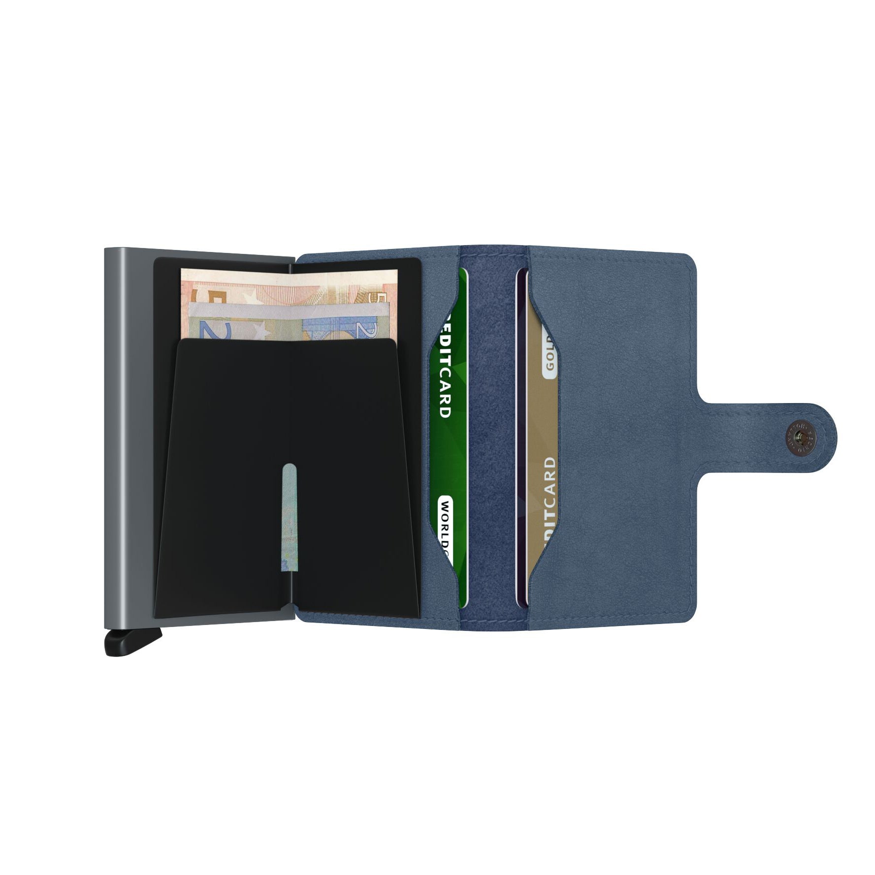 Secrid Miniwallet Original│art. M-ICE BLUE│Pasjeshouder en Portemonnee│geopend met contant geld