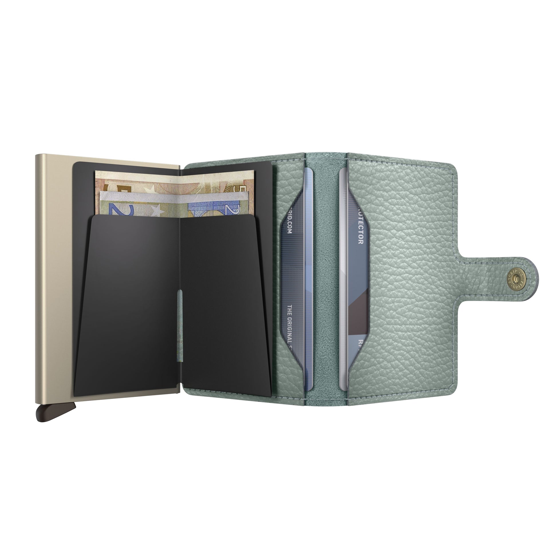 Secrid Miniwallet Pebble│art. MPE-SEAGREEN│Pasjeshouder│geopend met contant geld