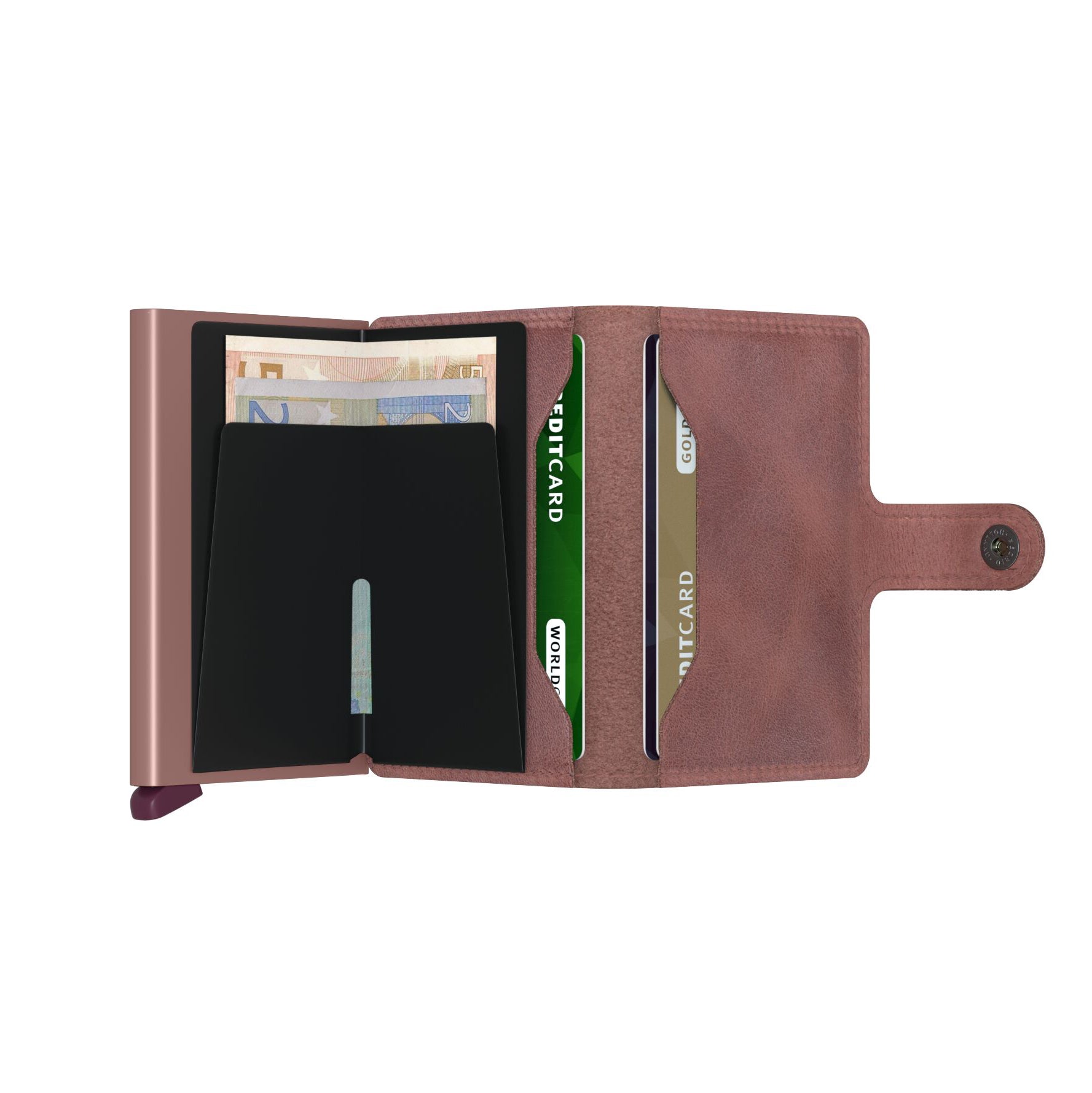 Secrid Miniwallet Vintage│art. MV-MAUVE│Pasjeshouder en Portemonnee│geopend met contant geld
