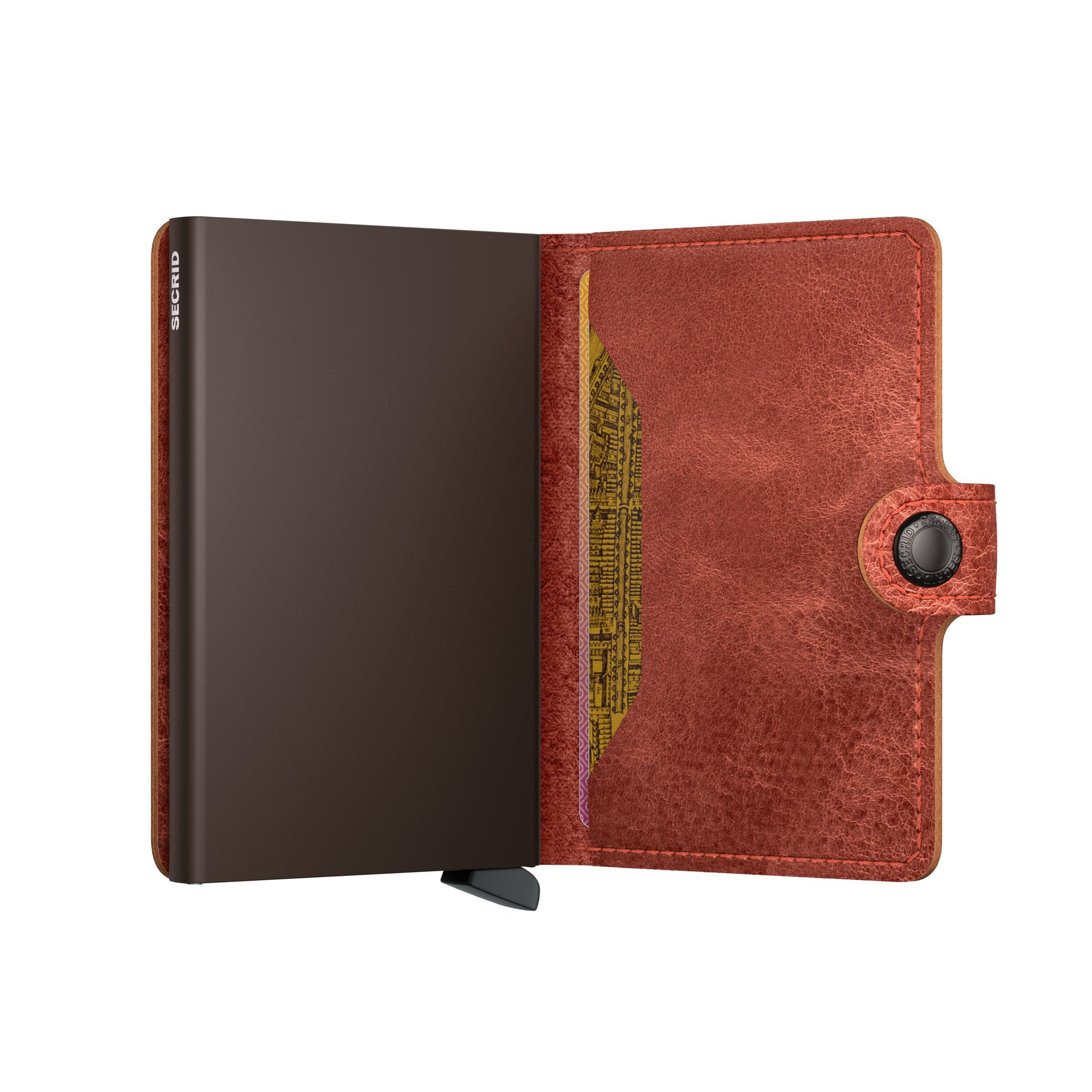 Secrid Miniwallet Vintage│art. MV-ORANGE│Pasjeshouder en Portemonnee│half geopend