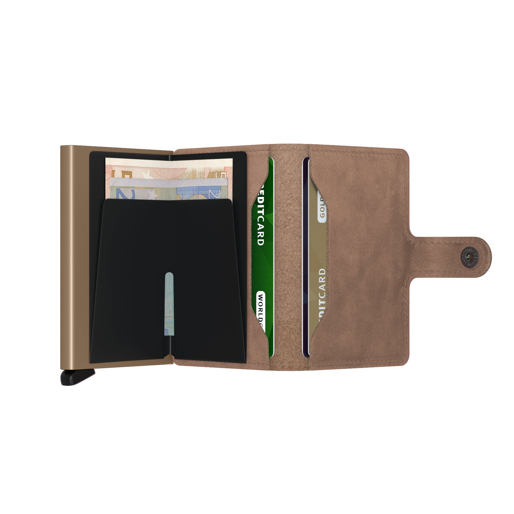 Secrid Miniwallet Vintage│art. MV-TAUPE│Pasjeshouder en Portemonnee│geopend met contant geld