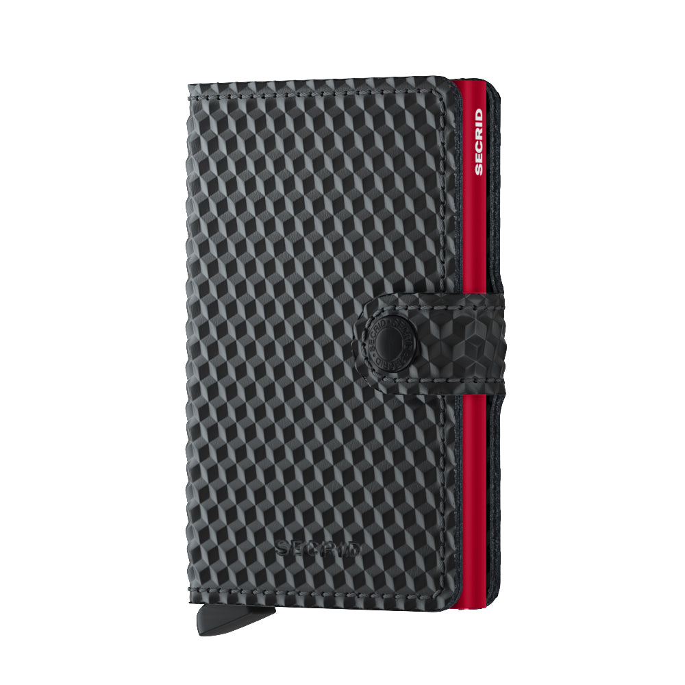 Secrid Miniwallet Cubic│art. MCU-BLACK-RED││Pasjeshouder│voorkant met witte achtergrond