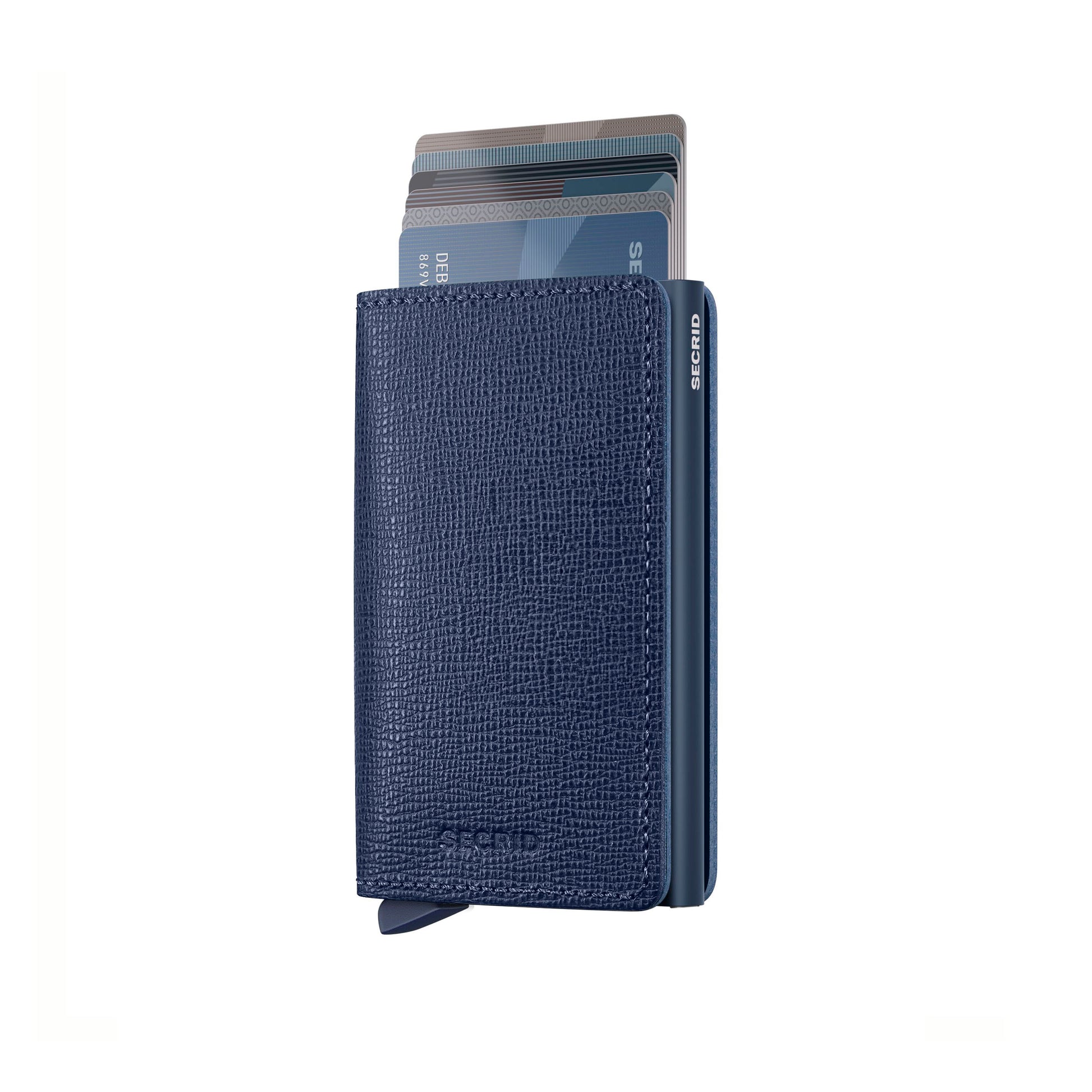 Secrid Slimwallet Crisple│art. SC-NAVY│Pasjeshouder│vooraanzicht met uitgeschoven pasjes