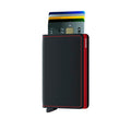 Secrid Slimwallet Matte│art. SM-BLACK-RED│Pasjeshouder│vooraanzicht met uitgeschoven pasjes