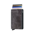 Secrid Slimwallet Vintage│art. SV-GREY-BLACK│Pasjeshouder│vooraanzicht met uitgeschoven pasjes