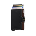 Secrid Twinwallet Saffiano│art. TSA-BROWN│Pasjeshouder│zijaanzicht met uitgeschoven pasjes