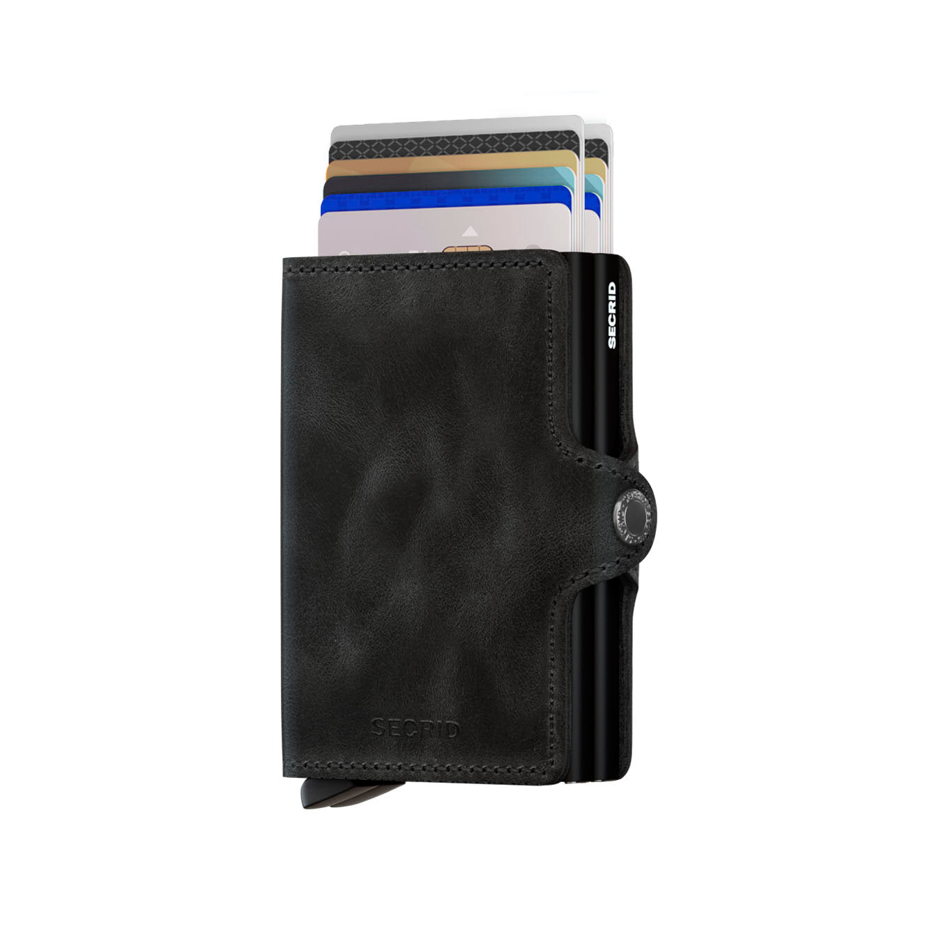 Secrid Twinwallet Vintage│art. TV-BLACK│Pasjeshouder│vooraanzicht met uitgeschoven pasjes