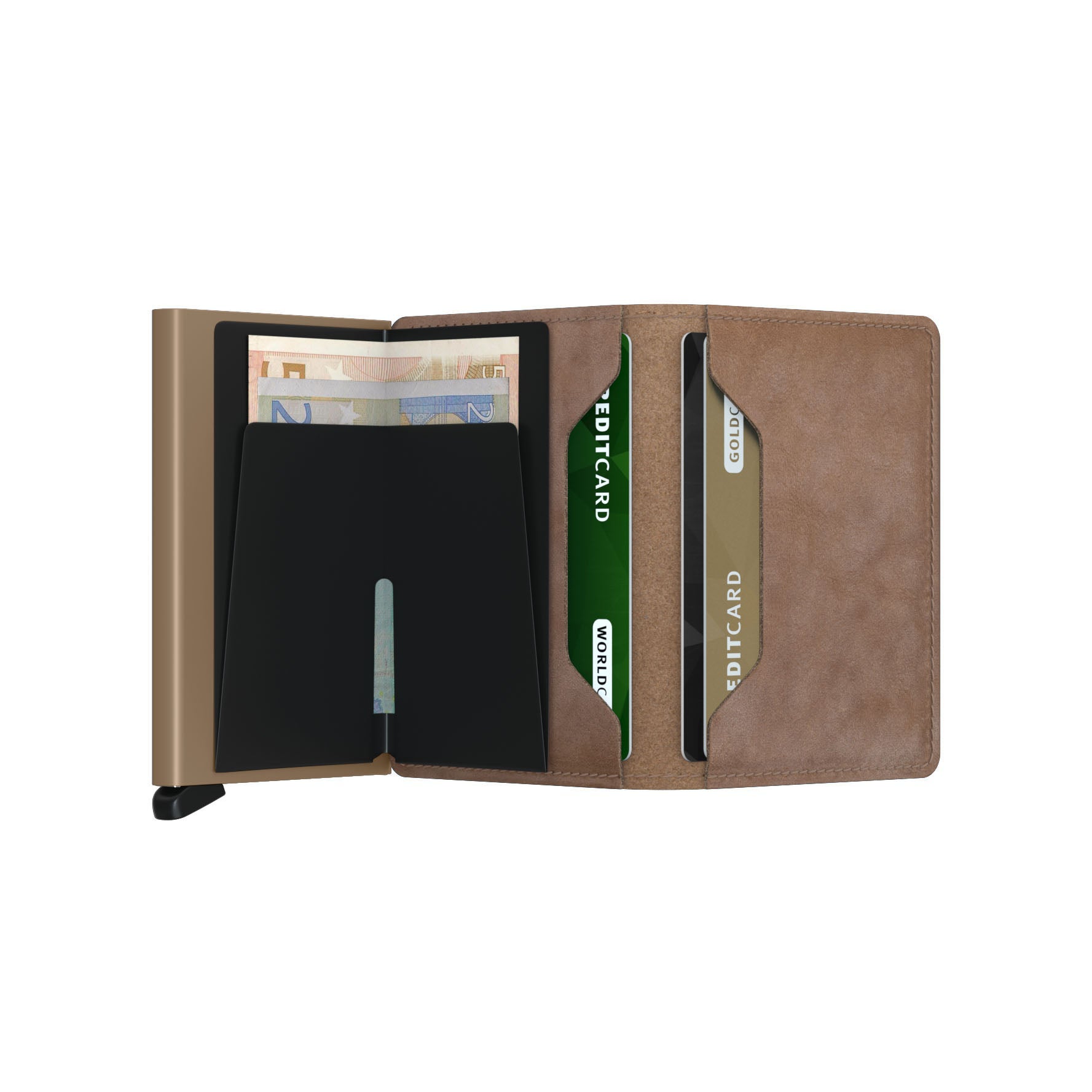 Secrid Slimwallet Vintage│art. SV-TAUPE│pasjeshouder│geopend met contant geld