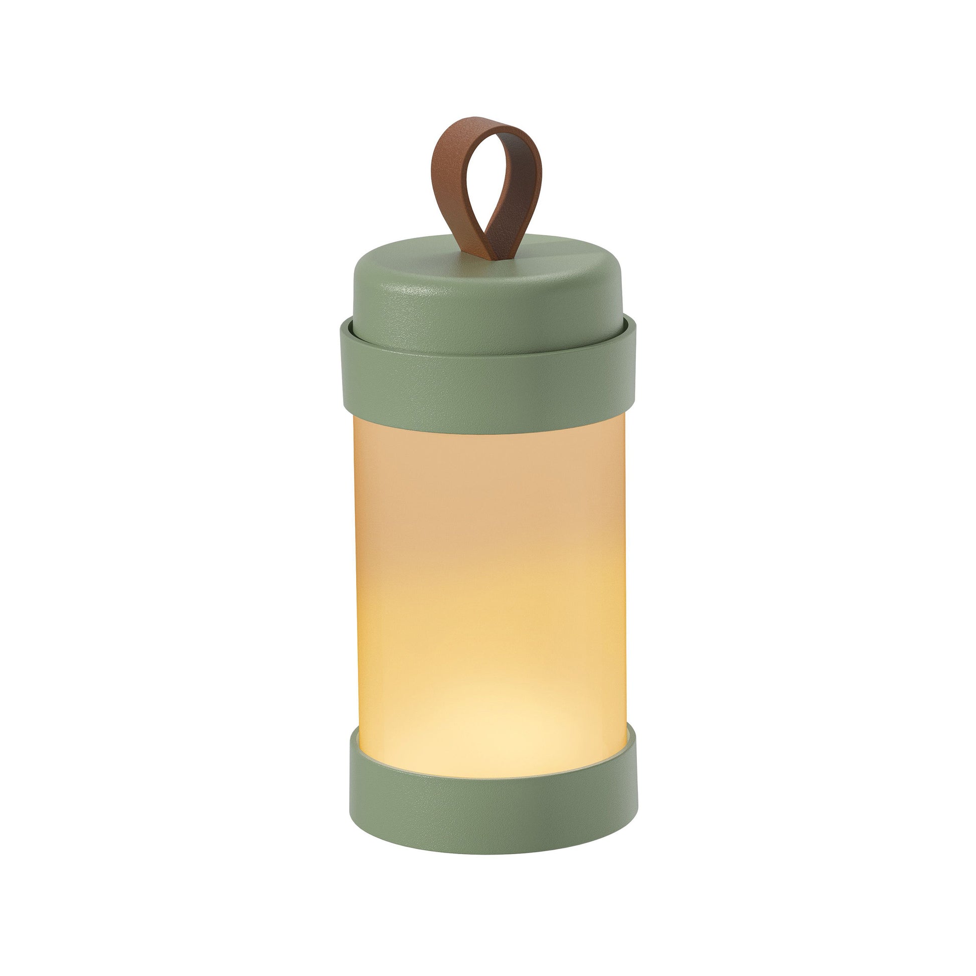 Alva Oplaadbare Tafellamp Olijfgroen│Buitenverlichting│Sompex│art. 78443│voorkant met warm licht aan