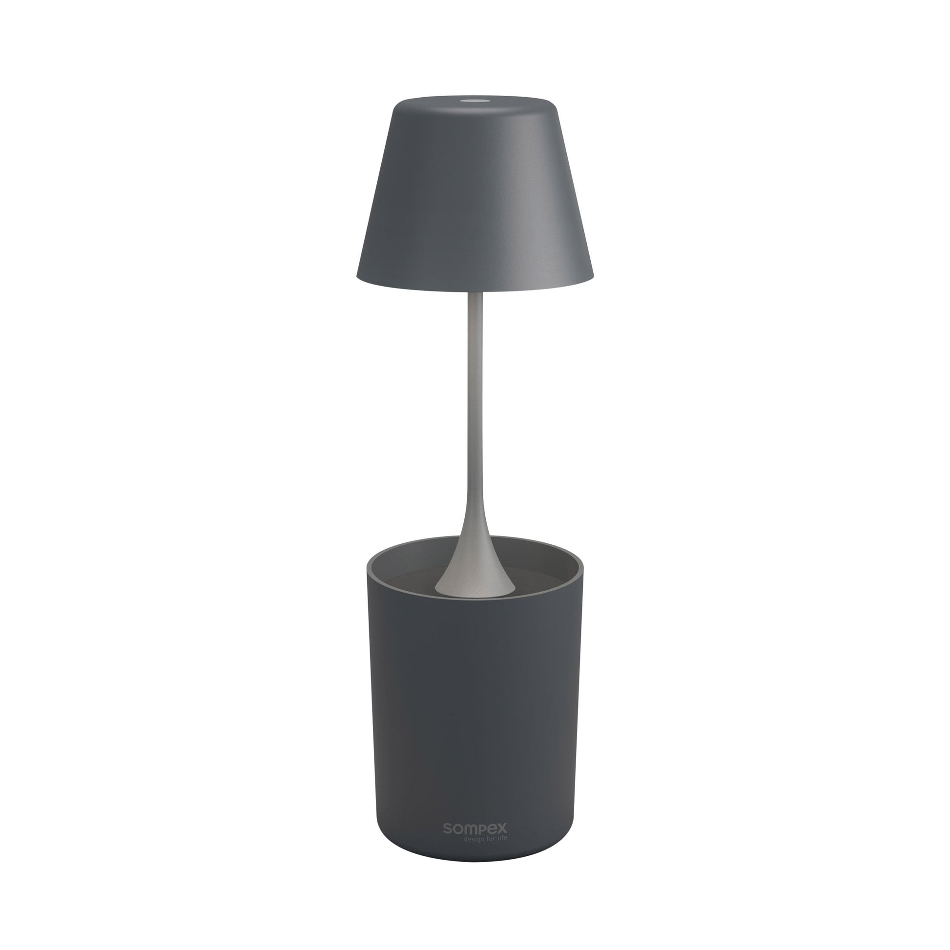 Sompex Peeky Oplaadbare Tafellamp & Groeilamp voor Planten Antraciet│art. 72721│vooraanzicht met witte achtergrond