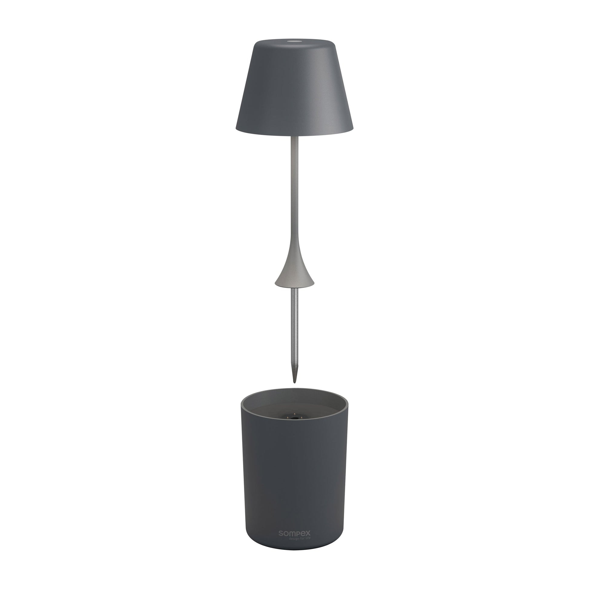 Sompex Peeky Oplaadbare Tafellamp & Groeilamp voor Planten Antraciet│art. 72721│lamp los boven oplaadstation