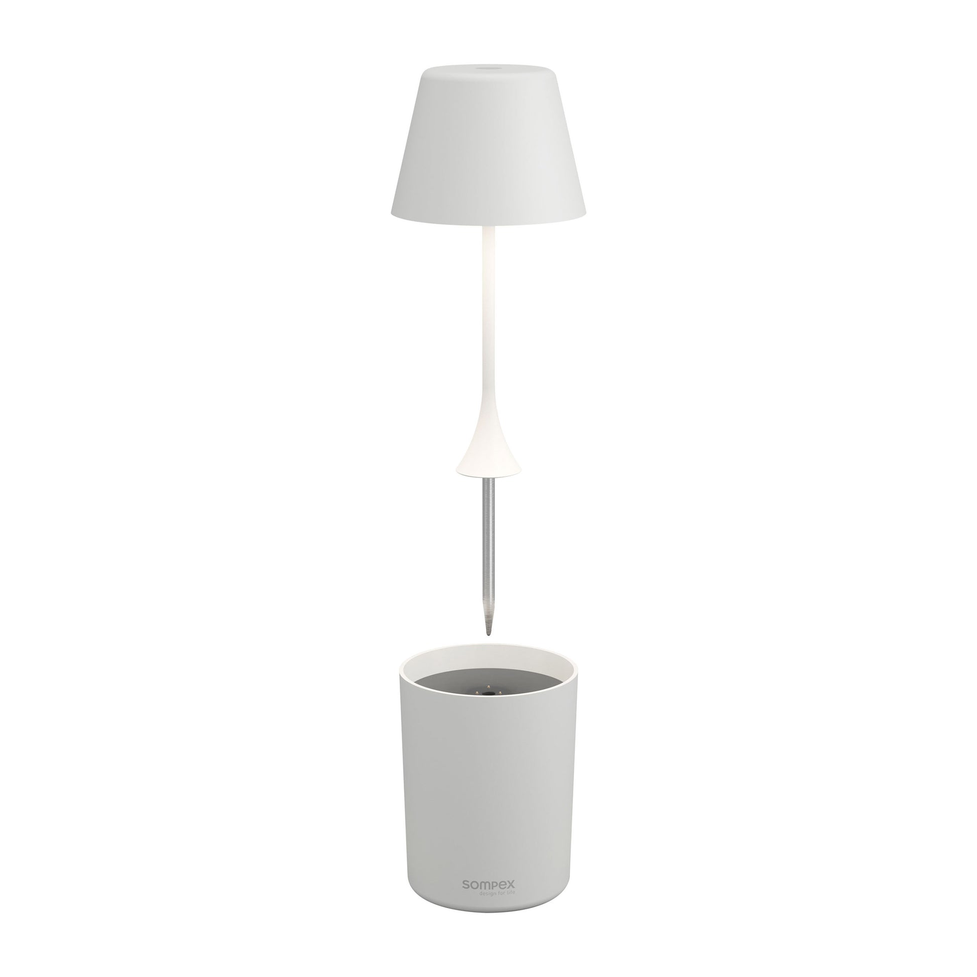 Sompex Peeky Oplaadbare Tafellamp & Groeilamp Wit│art. 72720│met spike boven oplader
