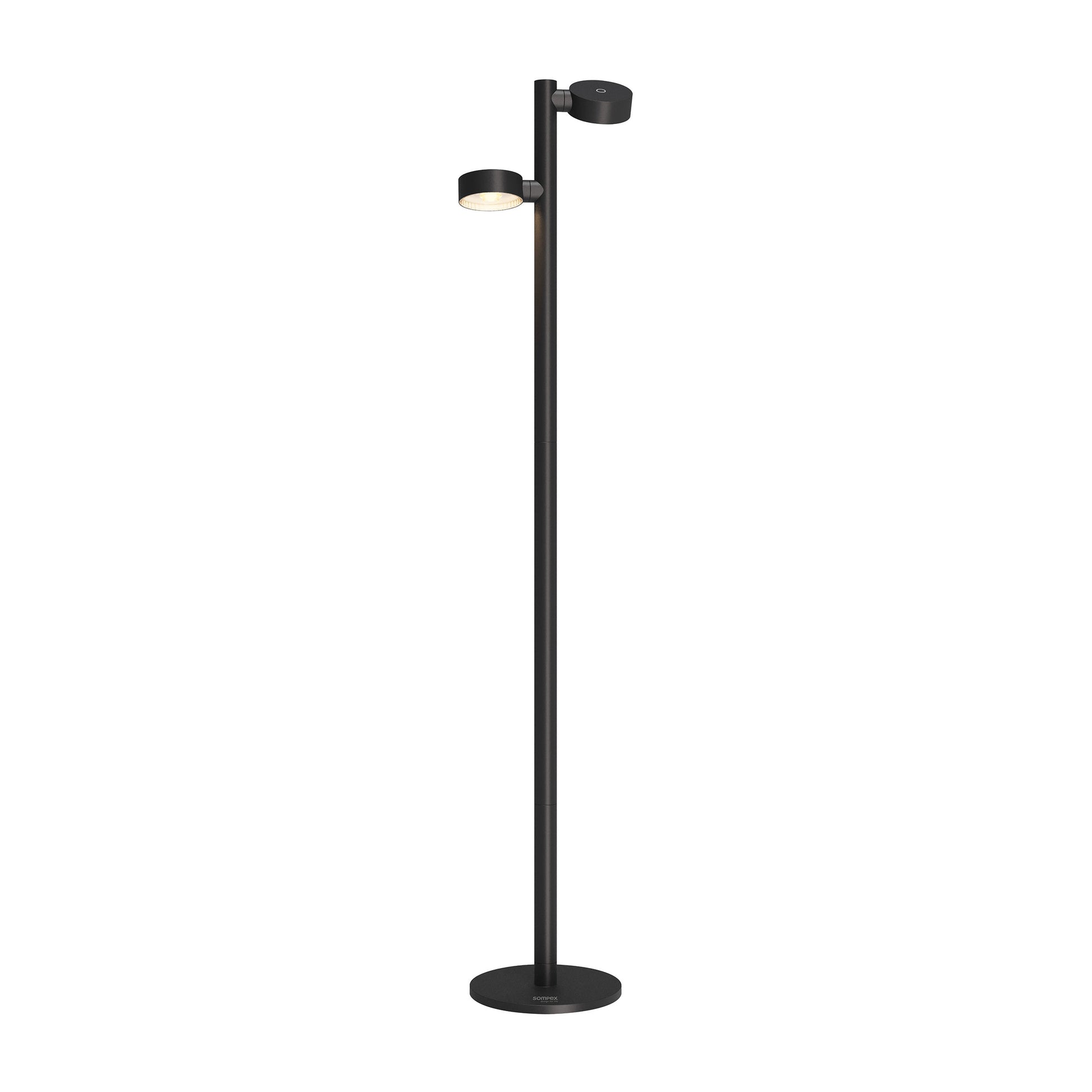 Sompex Ronda Vloerlamp Dubbel Zwart│art. 79080│vooraanzicht met spot aan