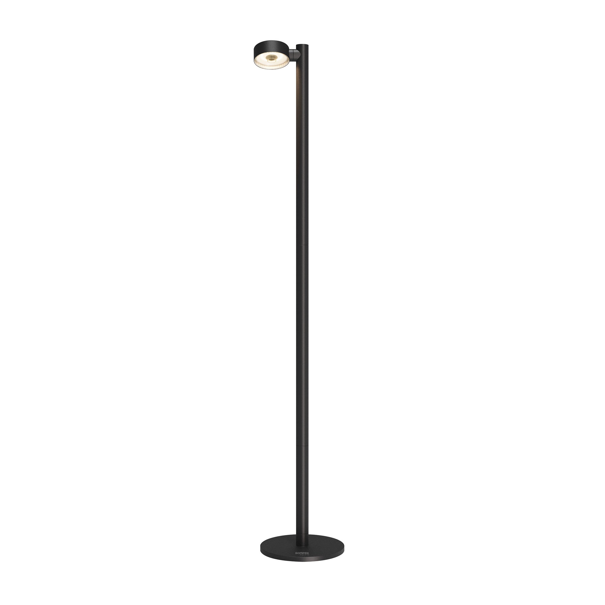 Sompex Ronda Oplaadbare Vloerlamp Single Zwart│art. 79070│vooraanzicht met sfeerlicht aan