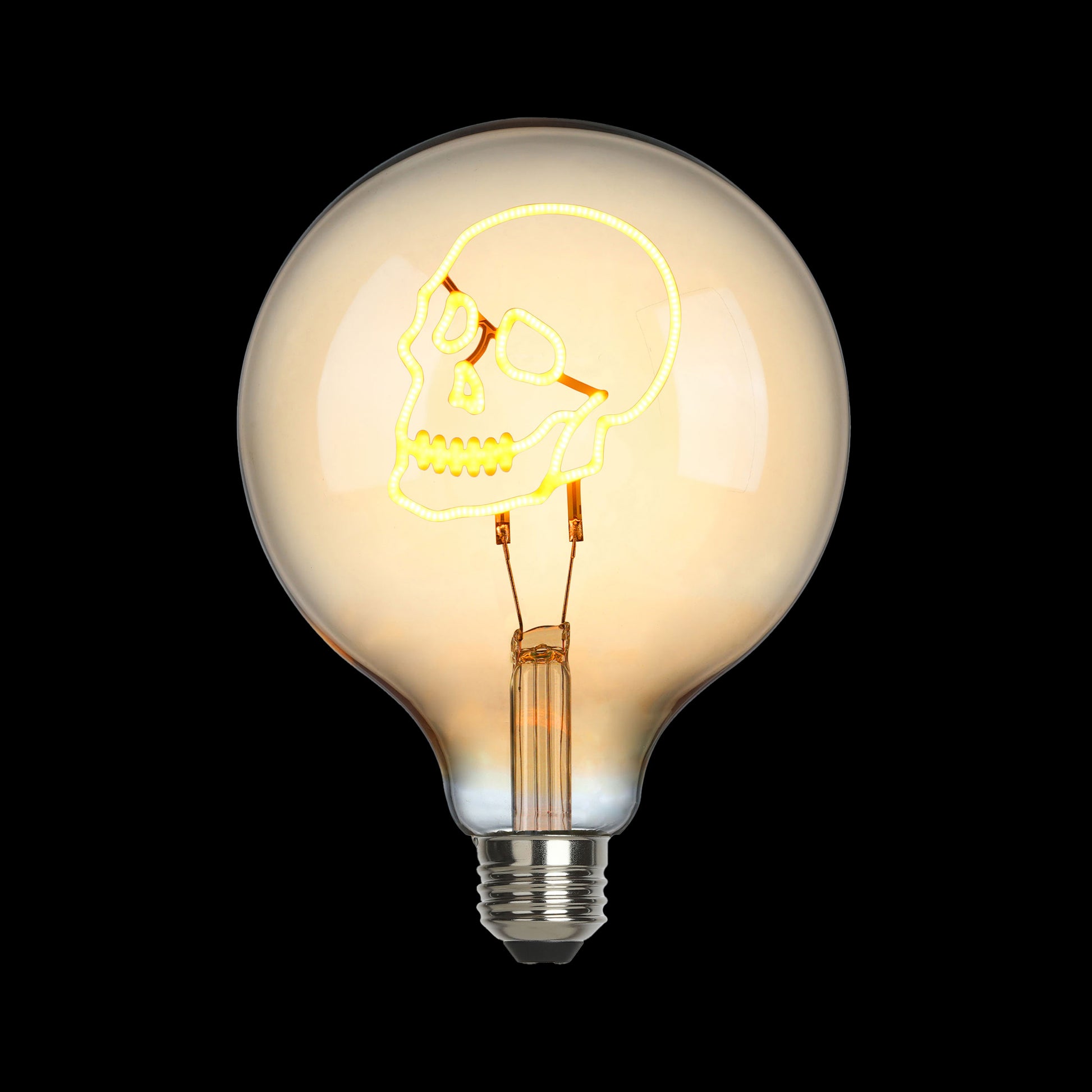 Sompex LED-Filament lamp Large Skull│art. 625137│licht aan met zwarte achtergrond