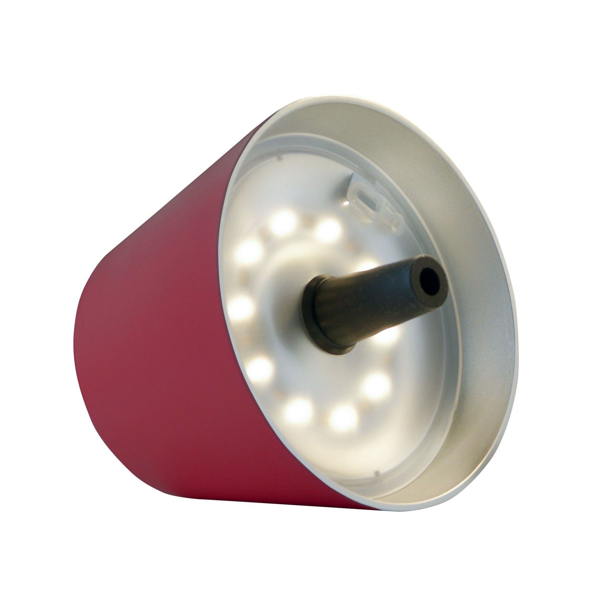 Sompex Top 2.0 Oplaadbare Flessenlamp│Bordeaux│Buitenverlichting│art. 72524│lamp liggend met witte verlichting aan