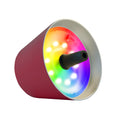 Sompex Top 2.0 Oplaadbare Flessenlamp│Bordeaux│Buitenverlichting│art. 72524│lamp liggend met gekleurde RGB verlichting aan
