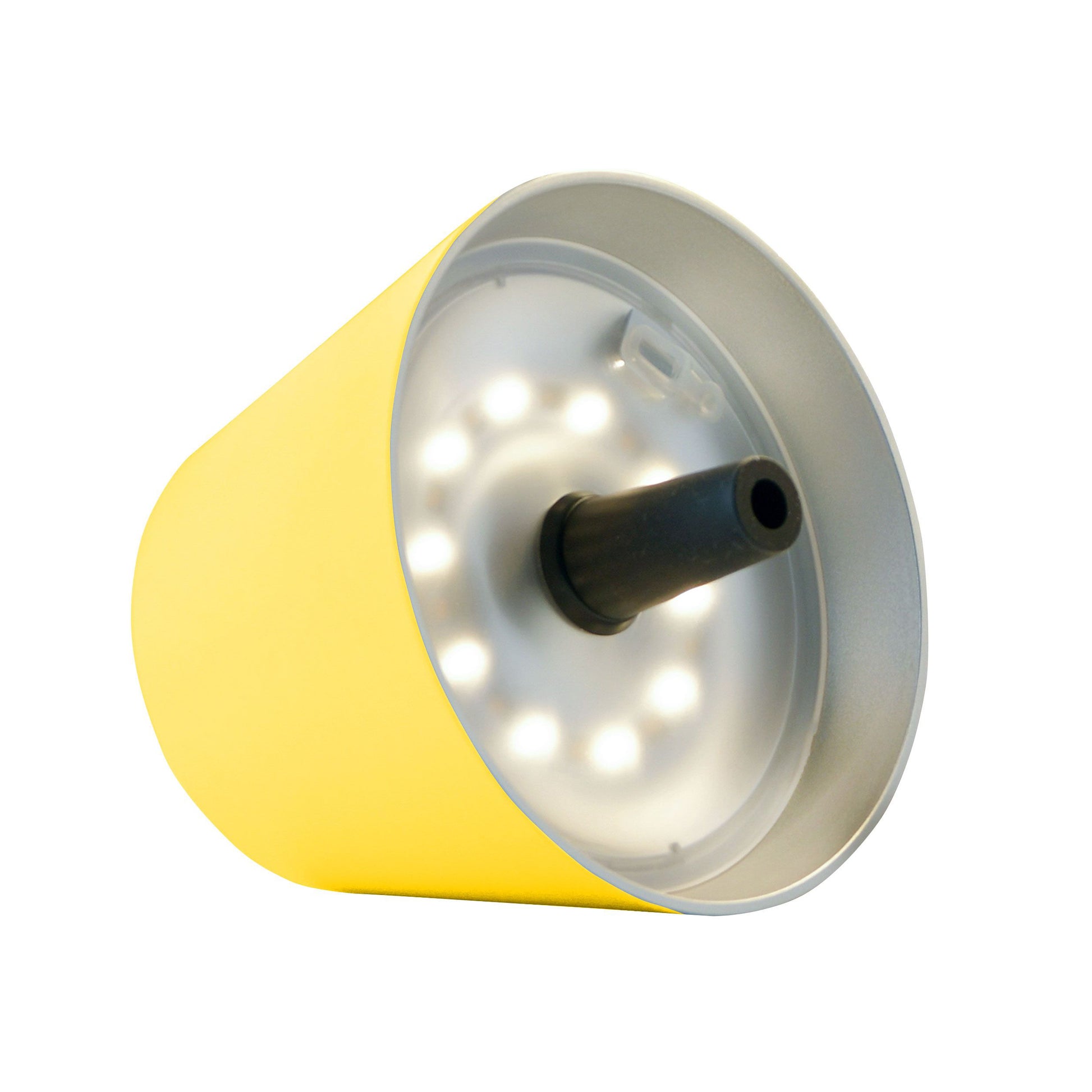 Sompex Top 2.0 Oplaadbare Flessenlamp│Geel│Buitenverlichting│art. 72526│lamp liggend met witte verlichting aan