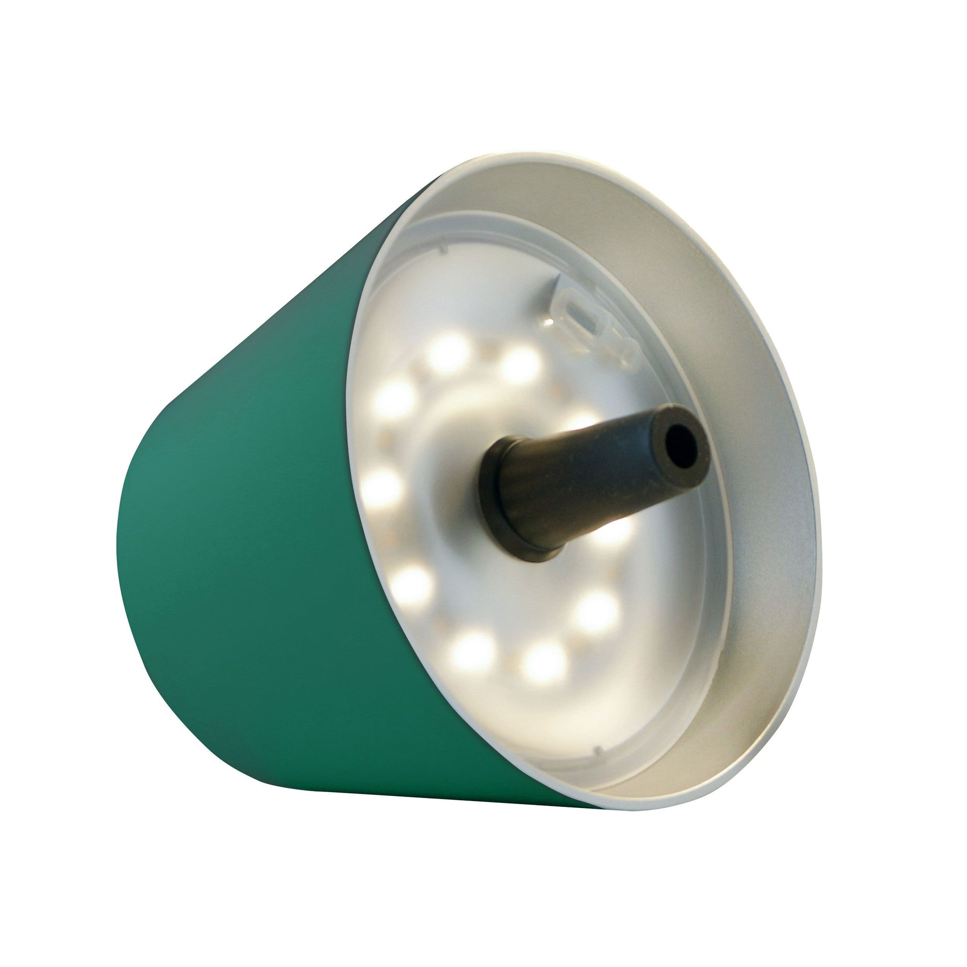 Sompex Top 2.0 Oplaadbare Flessenlamp│Groen│Buitenverlichting│art.72527│Lamp liggend met wiite verlichting aan