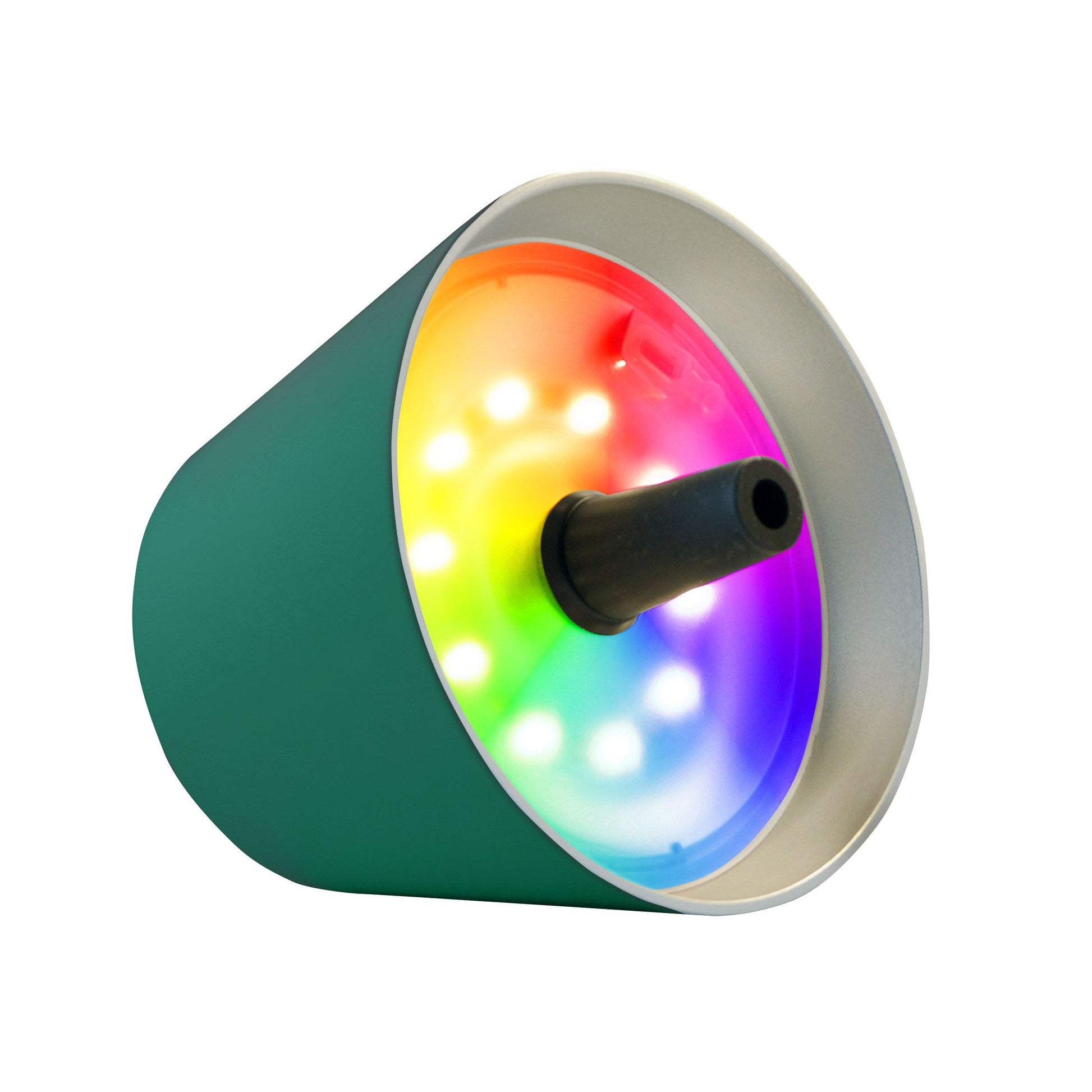 Sompex Top 2.0 Oplaadbare Flessenlamp│Groen│Buitenverlichting│art.72527│lam pliggend met RGB-kleuren aan