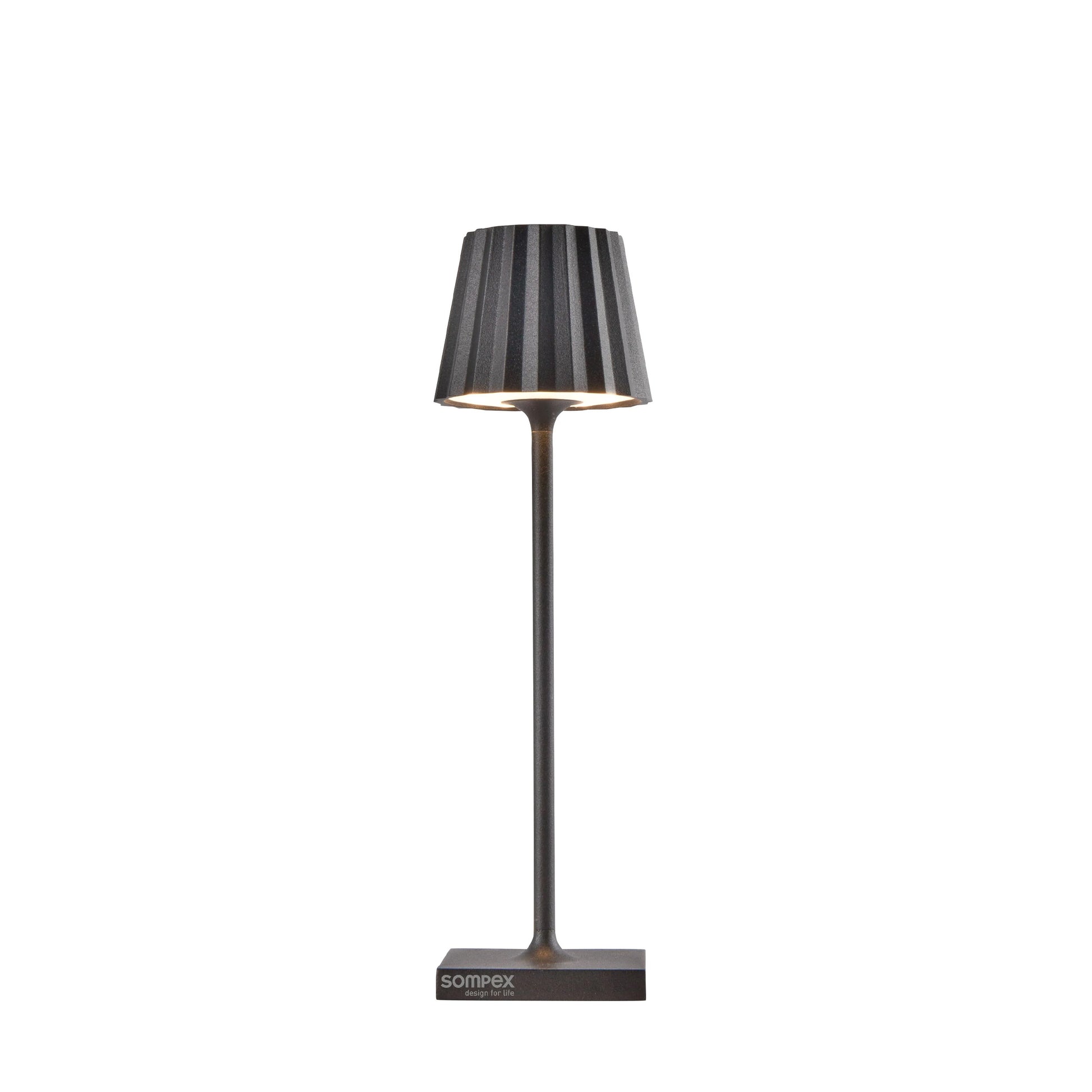 Sompex Troll Nano Antraciet│Oplaadbare Tafellamp│Buitenlamp│art. 78580│Voorkant met witte achtergrond